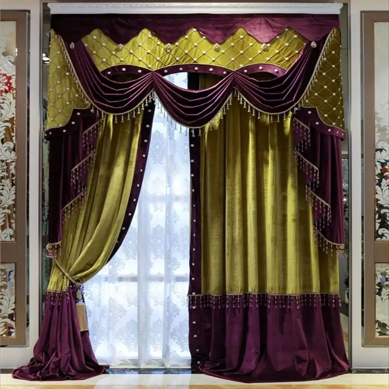 main color Cortinas de cocina белый бисер ламбрекенов фиолетовый желтый сетки шторы для Холла для гостиной, занавески для спальни - Цвет: main color