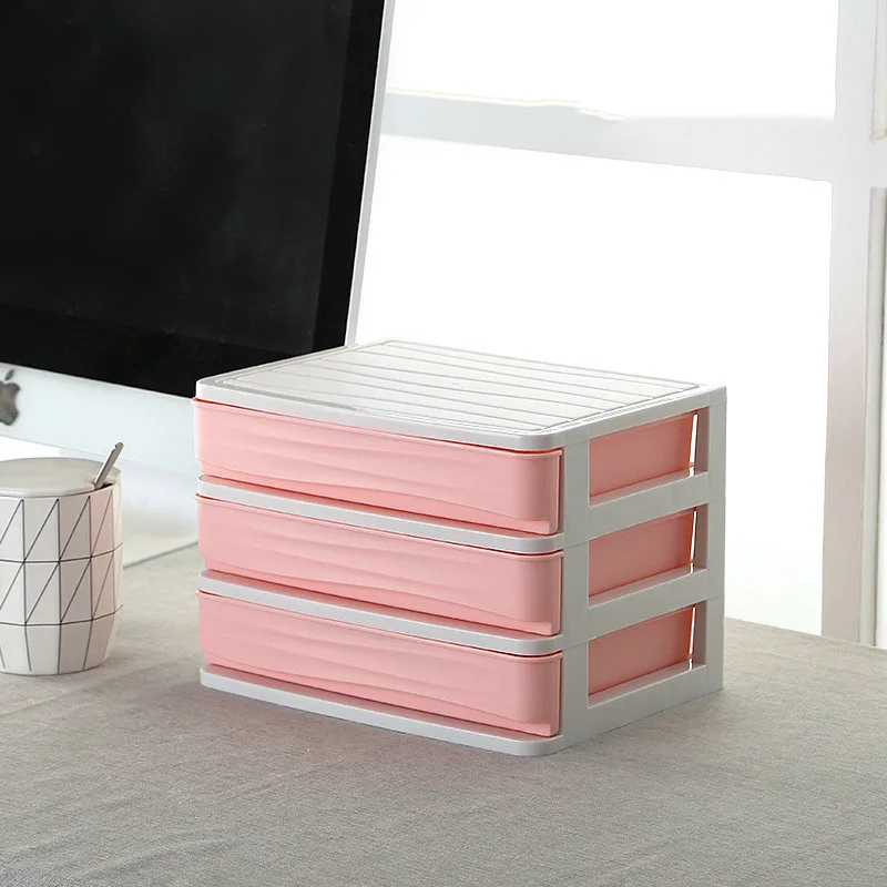 Pink 3 layer Многослойный пластиковый косметический ящик, органайзер для макияжа, коробка для хранения косметики, контейнер для ногтей, шкатулка, держатель, настольный чехол для хранения - Цвет: Pink 3 layer