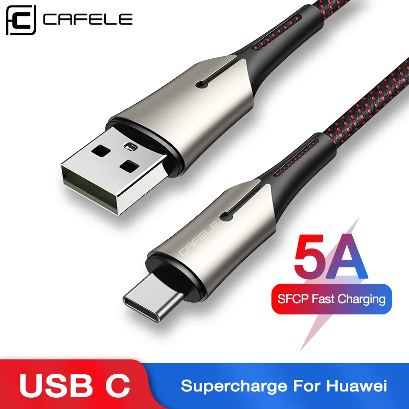 Фото Cafele Max 5A кабель для быстрой зарядки usb type C huawei P30 samsung Xiaomi передачи данных USB адаптер