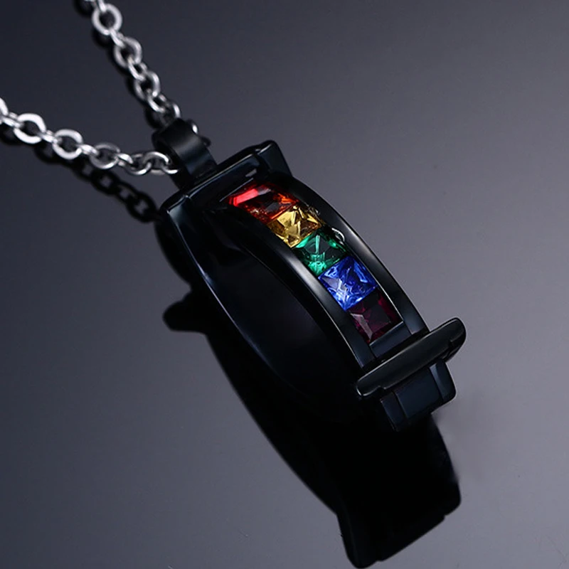 ЛГБТ-геев из нержавеющей стали чисто черные подвески Радужное ожерелье геев ЛГБТ