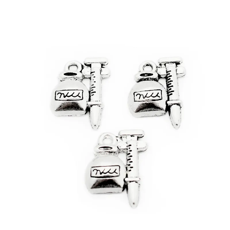 Лидер продаж 12 шт./лот шприц для инъекций подвески шармы из серебряного сплава