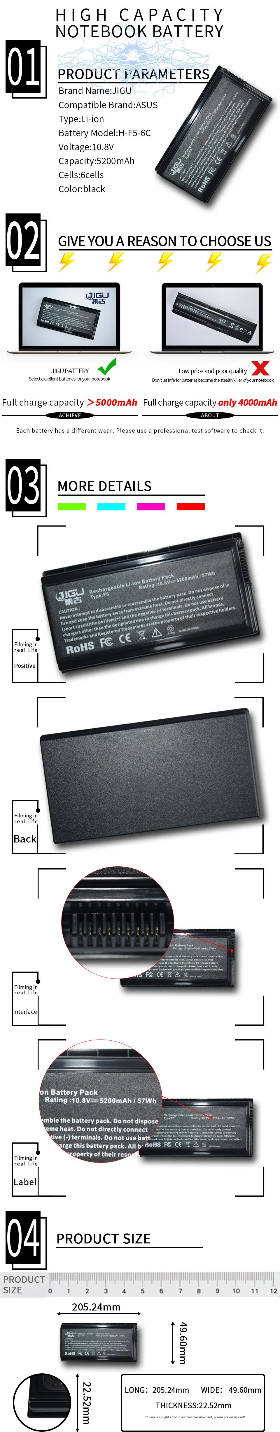 JIGU Laptop Battery For Asus X50 X50C X50GL X50M X50N X50R X50RL X50SL X50Sr X50V X50VL X59 X59Sr A32-F5