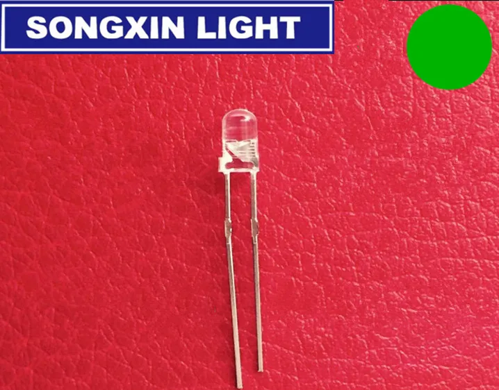 1000 шт./лот 3 мм зеленые светодиодные светоизлучающие диоды XIASONGXIN light F3MM 520 570NM 2 0 6 V