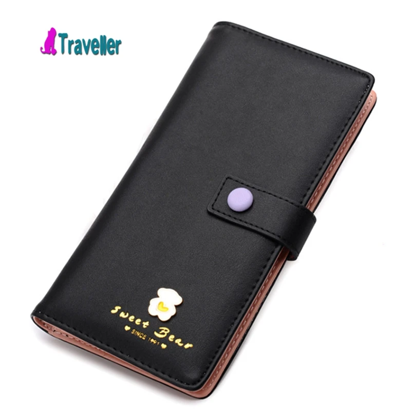 Мода женщин бумажник конфеты цвет ПУ кожаный длинные Дамы сцепления портмоне