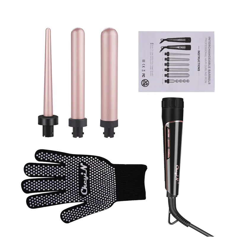 

3 In 1 Hair Curling Iron Machine Ceramic Hair Curler 9-32mm Ceramic Curling Iron Wave Roller Styling+ Heat Resistant Glove