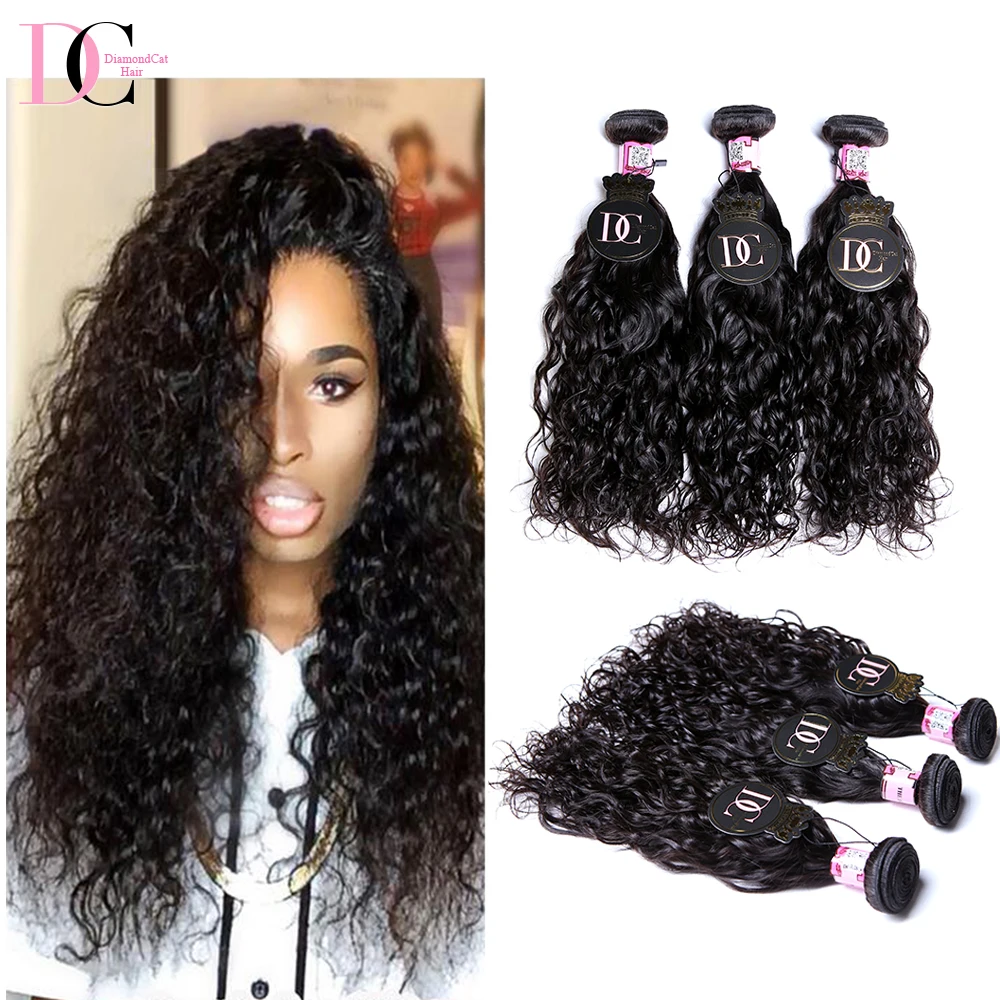 Перуанский Девы Волос Волна Воды 3 шт. Вьющиеся Переплетения Человеческих