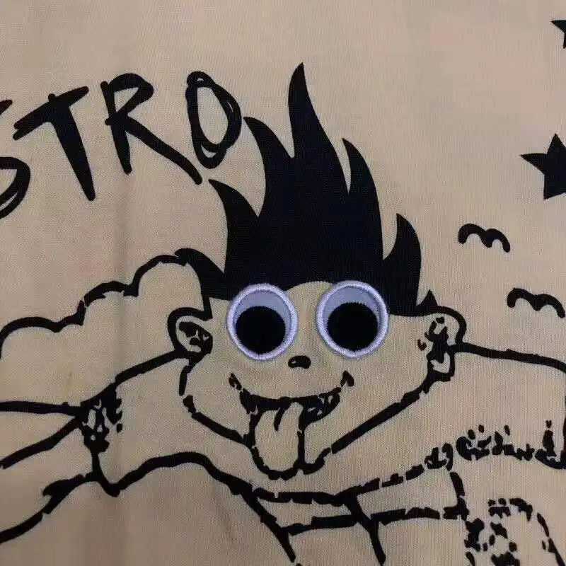 Лучшее качество принтом Трэвиса Скотта новый альбом Astroworld I Can Fly с вышитыми
