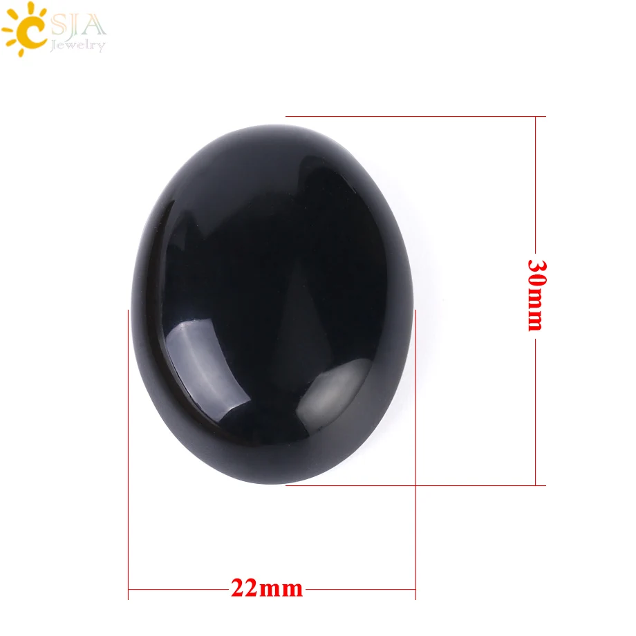 22x30mm CSJA 1 шт., натуральный овальный камень, кабошон, обсидиан, бусина, без отверстия для женщин и мужчин, модное ювелирное изделие, кольцо для лица, браслет, ожерелье F508 - Цвет: 22x30mm