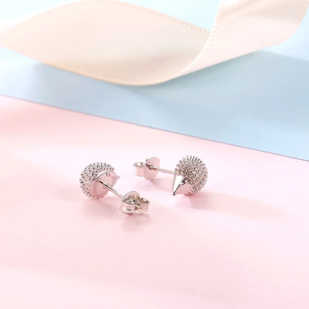 SILVERCUTE 925 пробы серебряные серьги гвоздики в виде Ежика для женщин и девочек