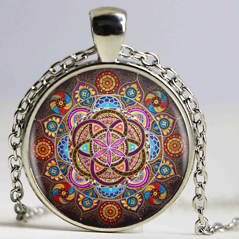 Мозаика картина цветок 9 видов стилей Серебряный кулон ожерелье длинные Чиан