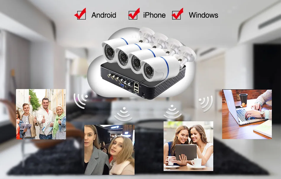 4 Ch видеонаблюдение AHD DVR безопасность 2MP AHD камера система 4 день и ночь AHD 1080p безопасность Всепогодная камера наблюдения