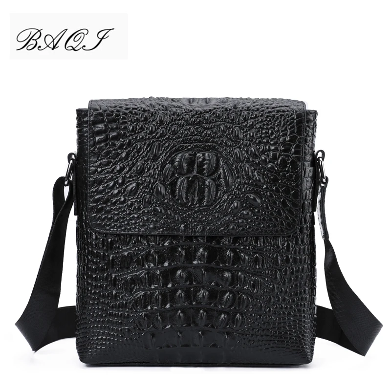 

BAQI Brand Men Handbags Genuine Leather Cowhide Crocodile Pattern Men Shoulder Bags Men Messenger Bag 2019 Fashion Business Bag