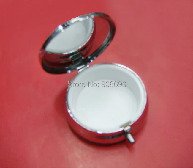 10 шт. круг пустые металлические таблетницы Органайзер чехол Серебристая &