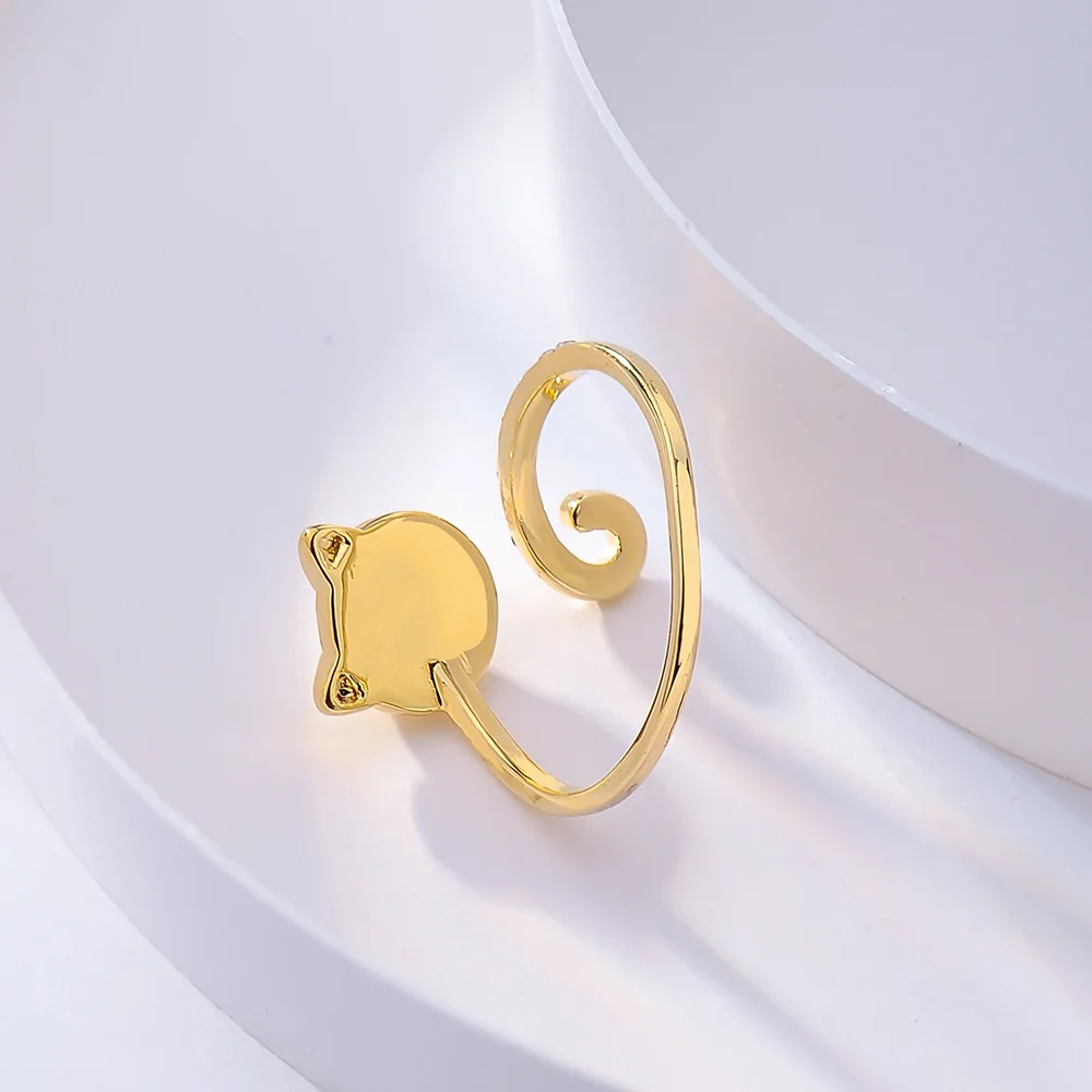 Женские позолоченные кольца в виде кошки с искусственным жемчугом|Кольца| |