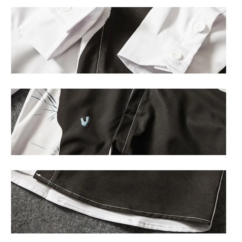 

New arrival 2019 spring autumn pattern print casual shirts men turn down collar full sleeve shirt plus size M - XXXXXL