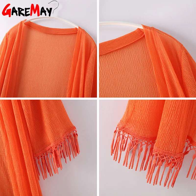 Ladies Summer Cardigans Female Long Causal Loose Womens Cardigan Fringed Open Stitch Sweater Beach Shirts Sunscreen Clothing |