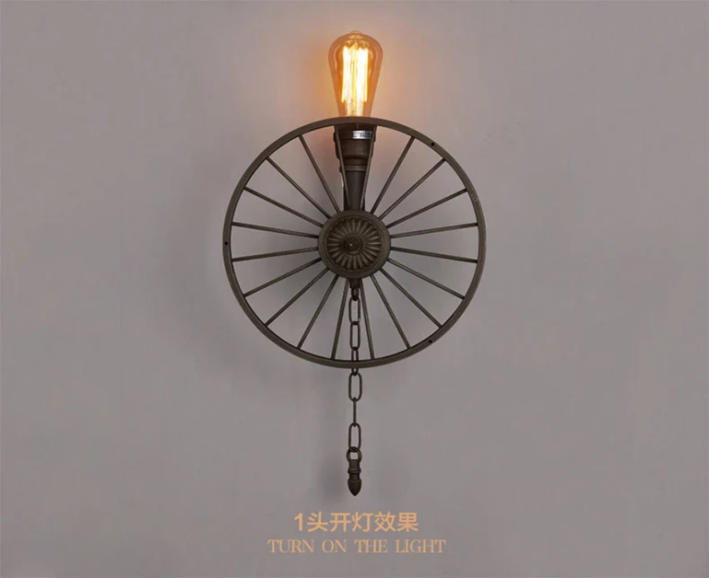 Гладить колесная цепь настенные светильники промышленные Винтаж E27 Edison ЛАМПЫ бар кофейня Ресторан Настенные светильники Лофт деко
