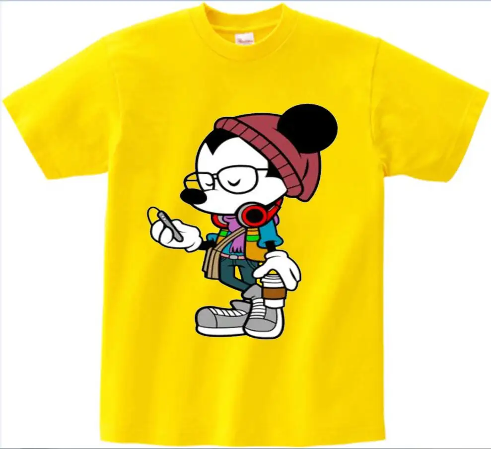 yellow childreTshirt Детская футболка с героями мультфильмов детская с коротким рукавом Футболка с принтом Микки Мауса летняя футболка с Микки Маусом для мальчиков и девочек милая детская футболка, camiseta - Цвет: yellow childreTshirt