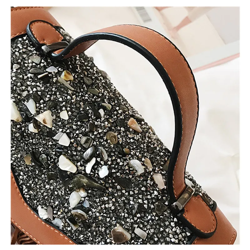 LHLYSGS brand pu bag for women 2018 European and American fashion frosted tassels women's sequins ladies shoulder bags | Багаж и сумки