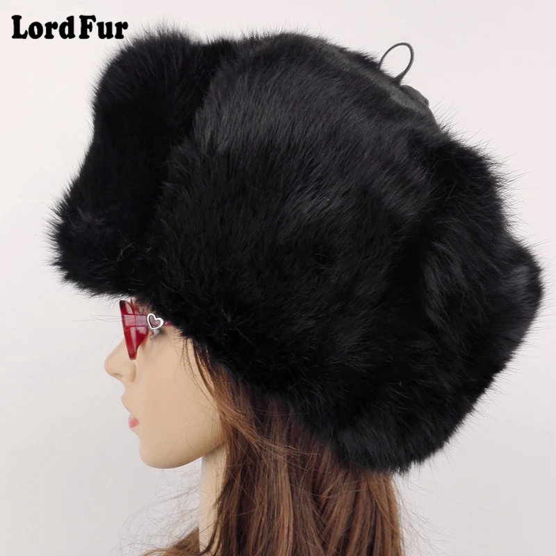 (TopFurMall) женские зимние шапки авиаторы из кроличьего меха модные теплые