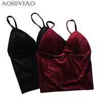 bigsweety high quality women velvet tank tops short camisole 2022 summer casual vest camis ladies slim thin sexy cropped tops