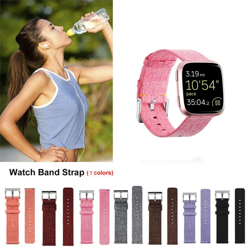 Часы с сердечным ритмом применимые к Fitbit versa ремешок из парусины умный джинсовый