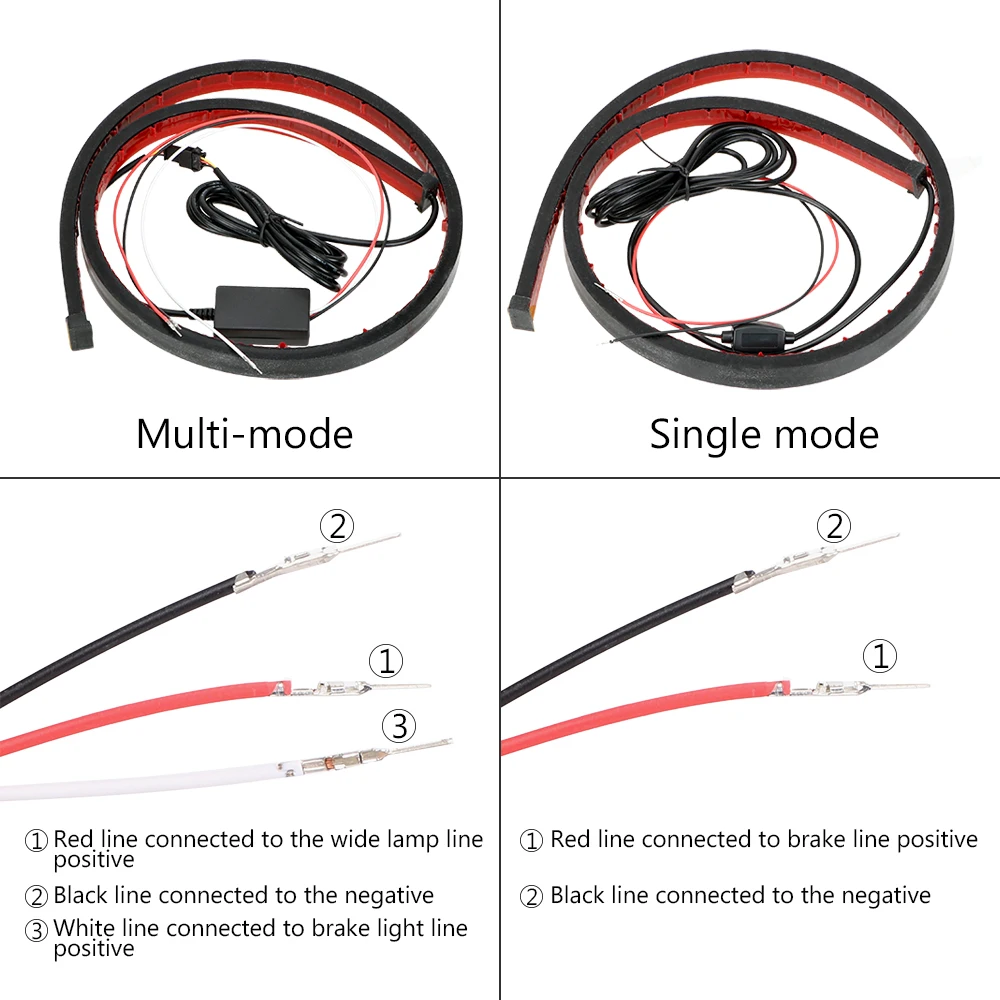 LEEPEE Safety Driving Lamp Warning Signal Light Car-styling 90cm LED Flexible Strip High Mount Brake Stop Lamp Car Brake Light