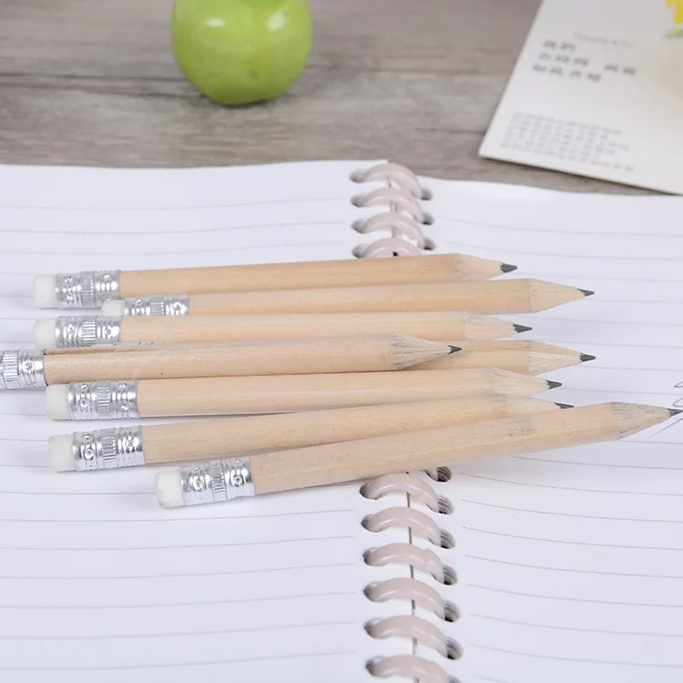 

5 PCS Mini Size Simple Wood Pencil With Eraser Log Pencil Short Size Pencil For Kids And Children