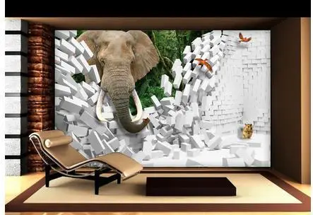 Пользовательские 3d обои слон 3 d ТВ установка настенная бумага креативное