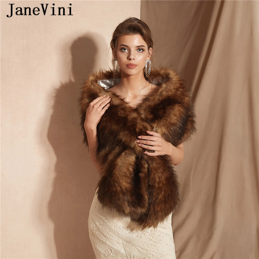 JaneVini Высококачественная теплая накидка палантины из искусственного меха