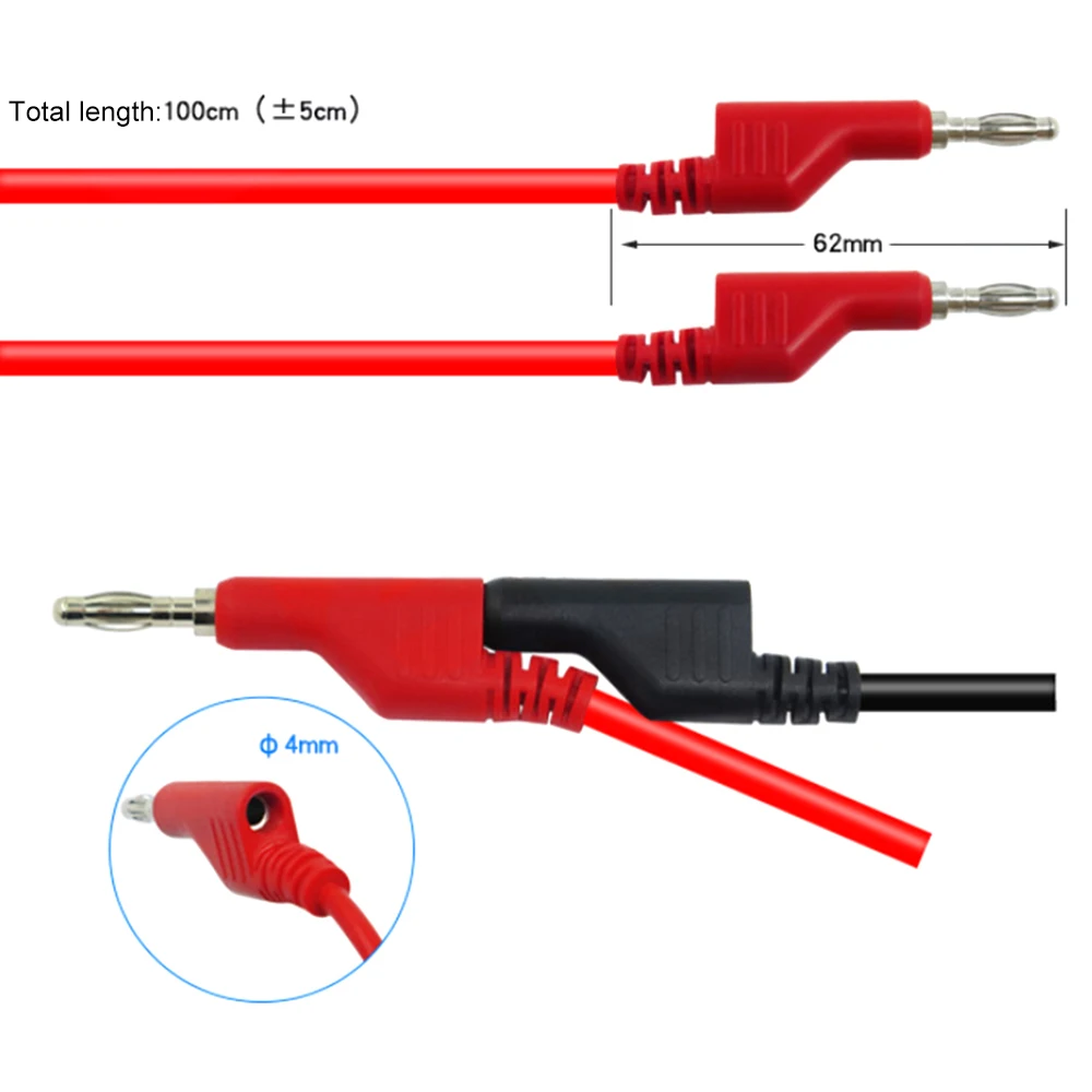 5Pcs/set Multimeter Test Cables Double Ended Stackable 4MM Banana Plug Male Jack High Voltage Wire Lead Cord | Инструменты