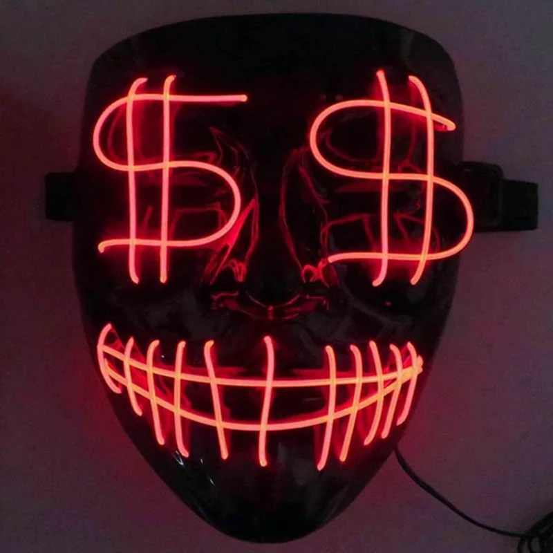 Маска EL Mask на Хэллоуин светящиеся маски Судная ночь | Дом и сад