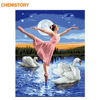 chenistory frameless swan ballet dancer diy painting by numbers modern wall art picture acrylic paint by numbers for home decor
