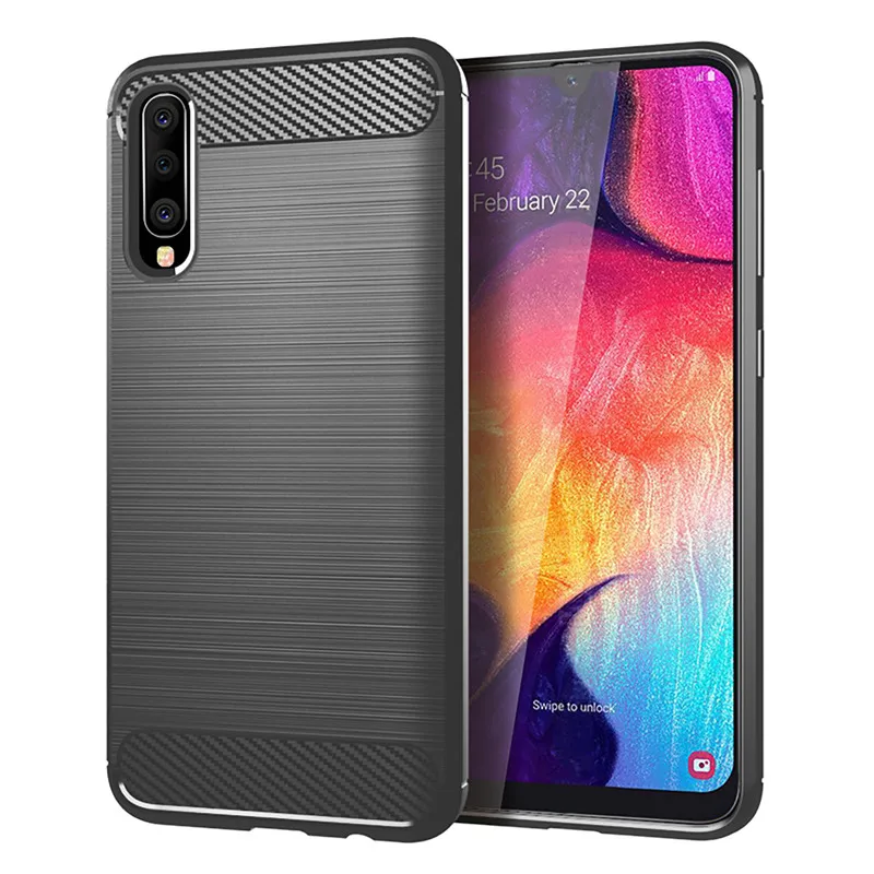 grey 100 шт./лот для samsung Galaxy A50 чехол из углеродного волокна матовый Мягкий ТПУ чехол-накладка для Galaxy A10 A20 A20E A30 A40 A60 A70(L0422 - Цвет: grey