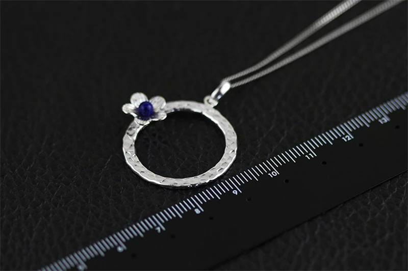 Lotus Fun реальные стерлингового серебра 925 Ляпис ручной работы Fine Jewelry свежий цветочный дизайн кулон без ожерелье Acessórios для женщин