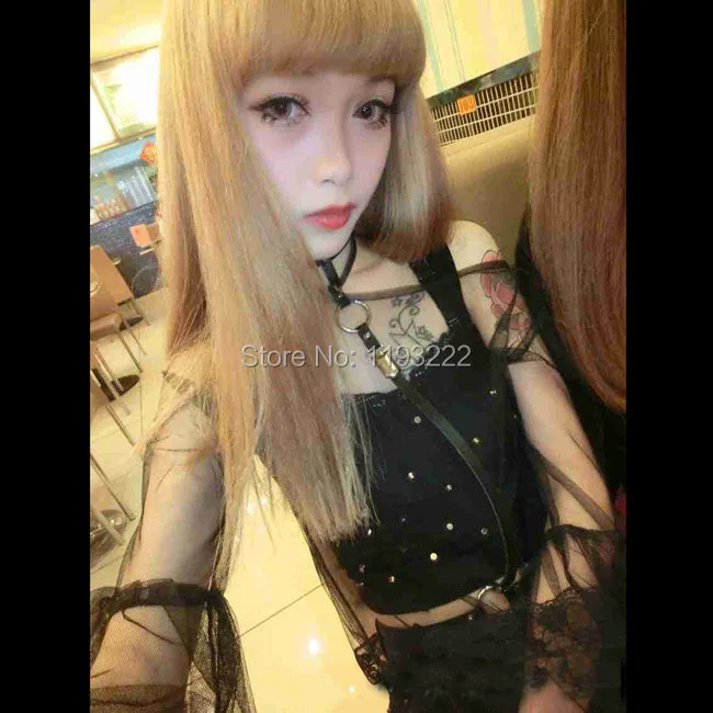 Женский ошейник из натуральной кожи двухрядный ручной работы в стиле Харадзюку