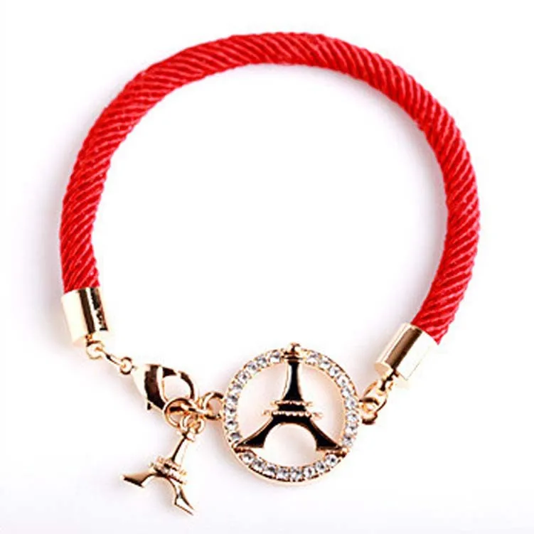 Красный веревка Эйфелева башня браслет|eiffel tower bracelet|red ropebracelet bracelet |