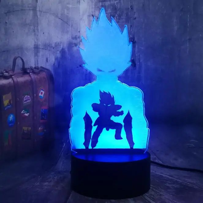 Dragon Ball 2 Dragon Ball Z фигурки Супер Saiyan Son Goku/3D Оптическая иллюзия светодиодный ночной Светильник детские игрушки Рождественский подарок Украшения в спальню - Испускаемый цвет: Dragon Ball 2