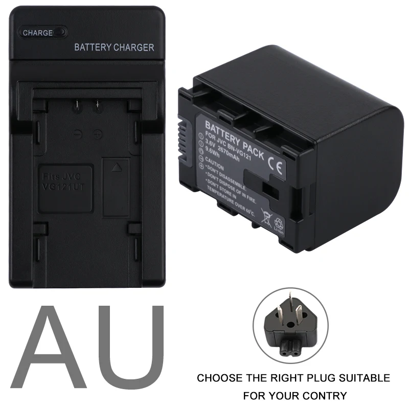 AU 2670 мАч BN VG121 Батарея+ Зарядное устройство для JVC VG108U VG107U VG114U VG138U VG138 VG107E VG121E VG114E VG121 VG114 VG108E BNVG114 - Цвет: AU