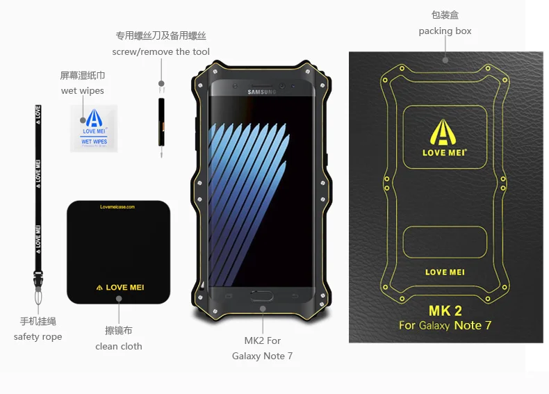 Для Samsung Galaxy Note 7 Любовь Мэй MK2 Ударопрочный Силиконовый + металл Алюминий