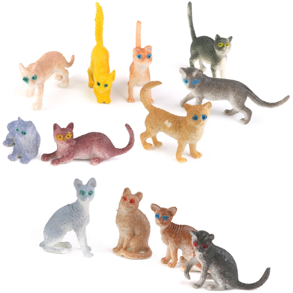 

MagiDeal 12Pcs Plastic Small Cat Figures Cat Mould Simulation Moulds Kids Children Toy Home Office Baby Room Decoration Set