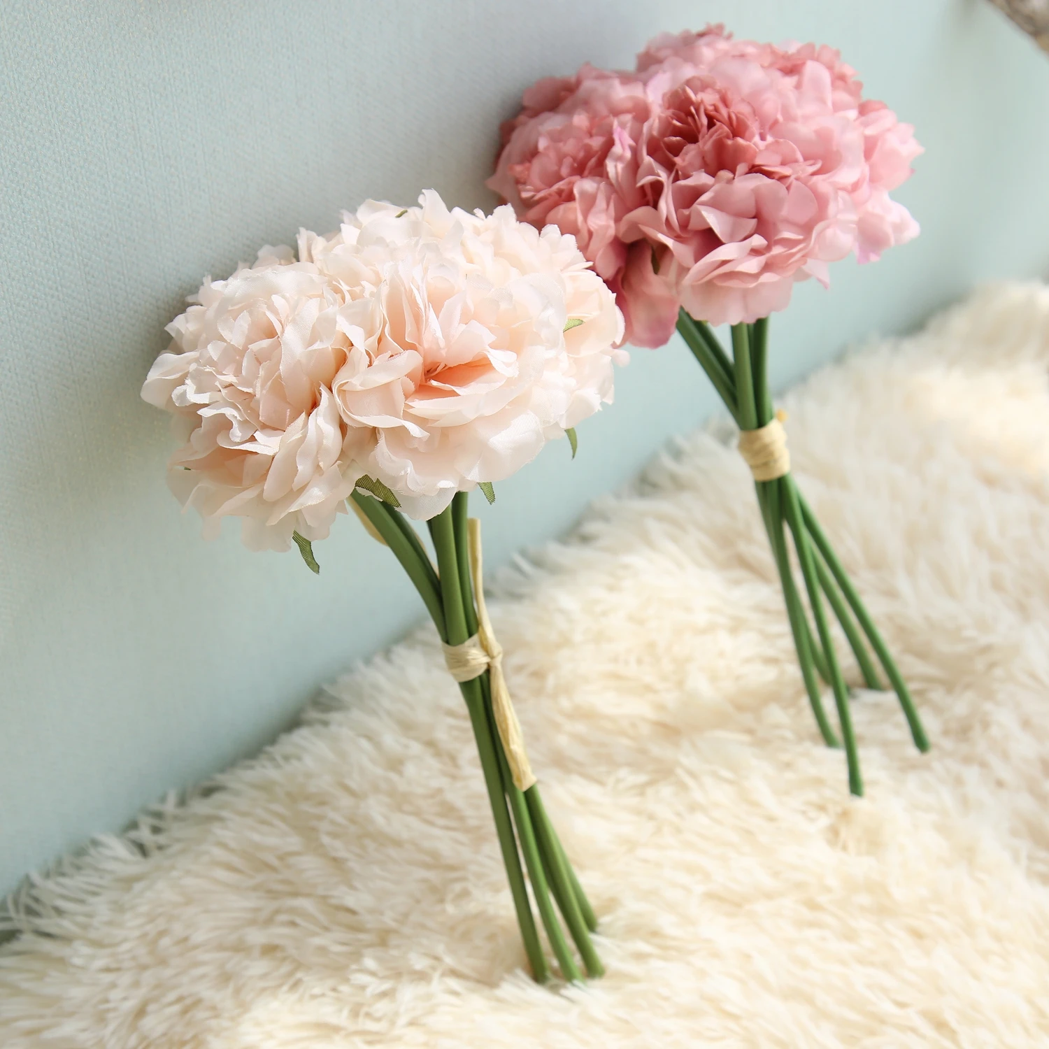1 Bunsh искусственного шелка с цветочным принтом бежевого и пиона для дома свадьбы