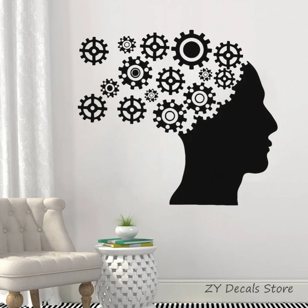 

Head Gears Wall Decal Bedroom Home Decor Mechanism Cogwheel Vinyl Sticker Office Decoration Teamwork Wall Stickers Mural S708