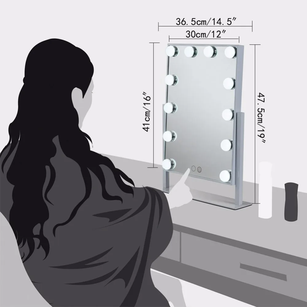 Waneway Голливуд Стиль белый Макияж косметическое зеркало с свет затемнения