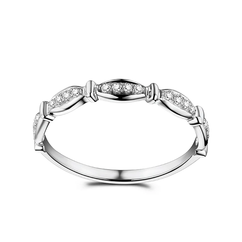 EDI Half Eternal Wedding Band Real 14K White Gold 0.1ctw D/VVS Moissanites Lab Grown Diamond Tail Ring Stack Women | Украшения и