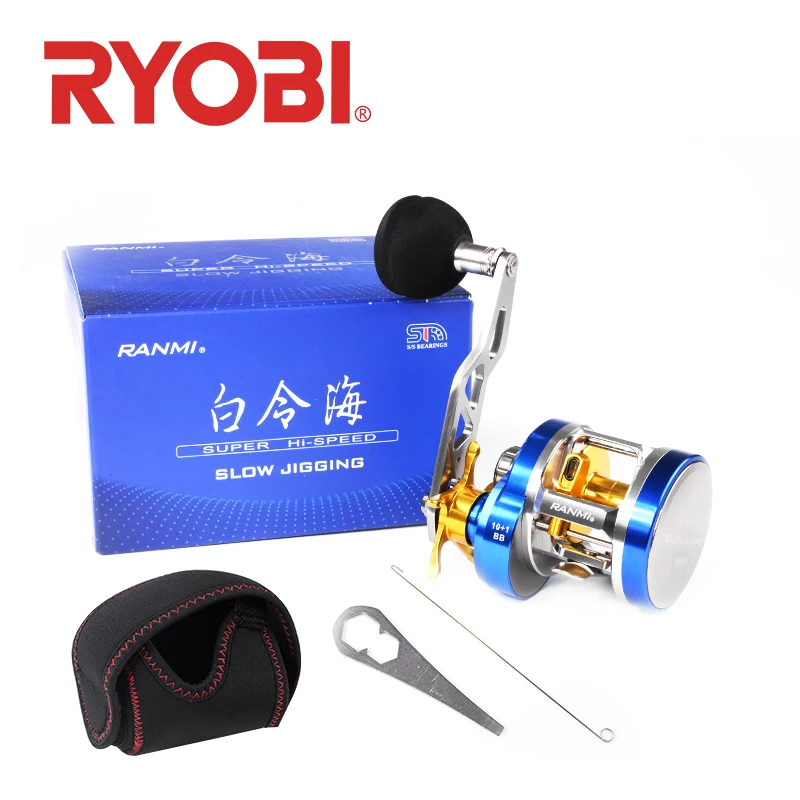 RYOBI lento JIGGING carrete cebo de barco rollo 11 rodamitos a 12 кг ranmi plantilla carrete|Рыболовные катушки| |