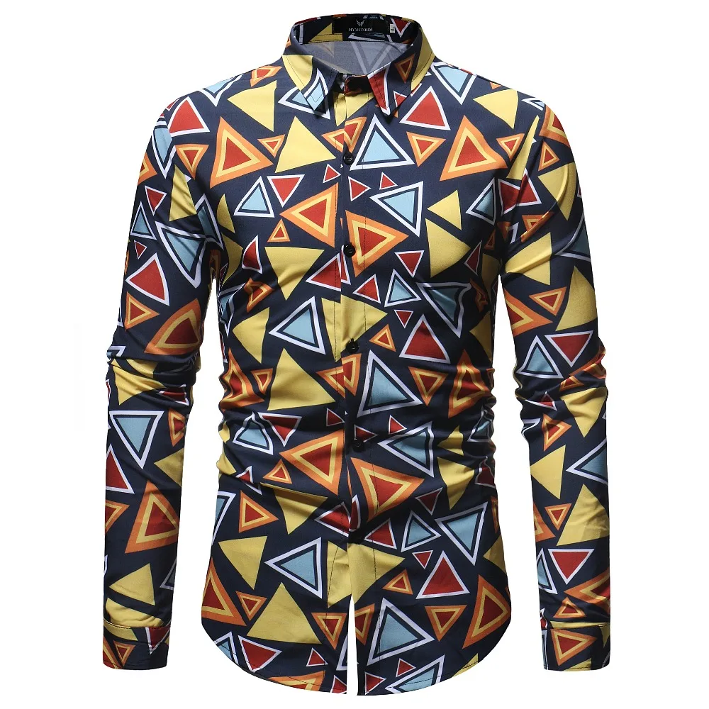 

2018 Nwe Brand Fashion Mens Long Sleeve Shirt 3D Printed Simple White Shirts Formal Businessmen Shirts Slim Fit Casual Mens Top