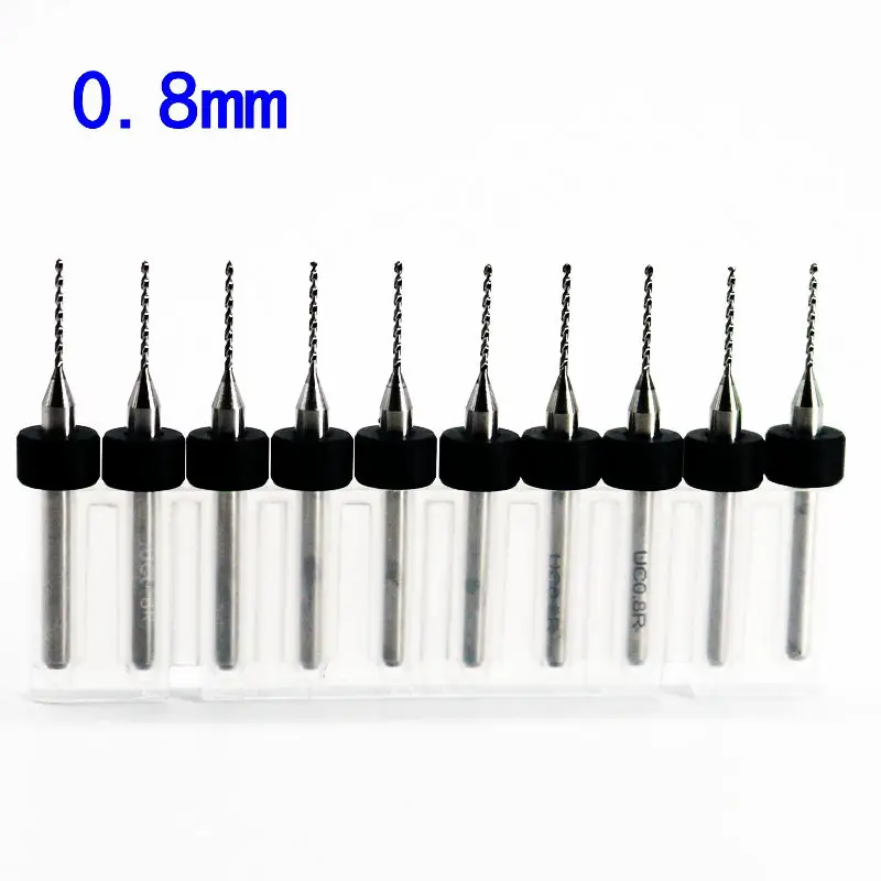 

0,8 мм 10 шт./лот карбидные микро сверла с ЧПУ PCB набор сверл Broca mini Drill
