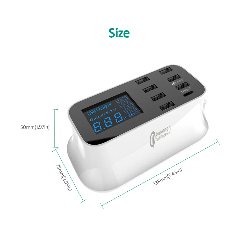 INGMAYA 8 портов USB зарядное устройство 8A светодиодный дисплей Быстрая зарядка 3,0 Тип C Быстрая зарядка для iPhone iPad samsung huawei Xiaomi адаптер переменного тока