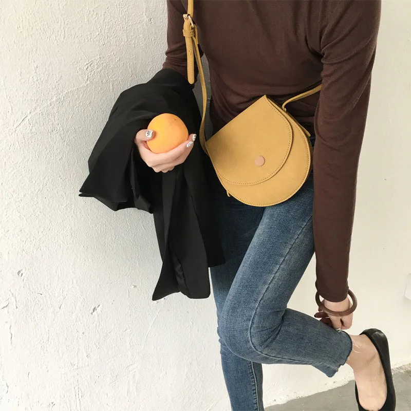Верблюд Цвет круг Форма Для женщин Сумы простой Crossbody приколы PU Качество Малый
